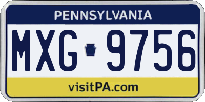 PA license plate MXG9756