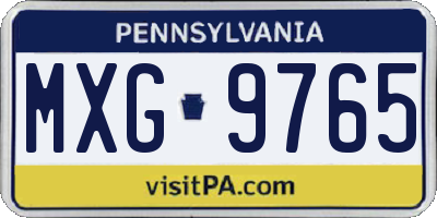 PA license plate MXG9765