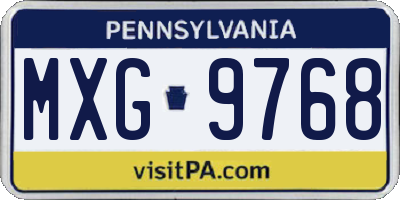 PA license plate MXG9768