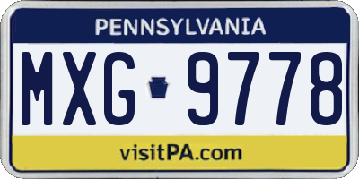 PA license plate MXG9778