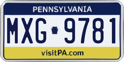 PA license plate MXG9781