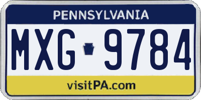 PA license plate MXG9784