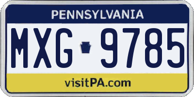 PA license plate MXG9785