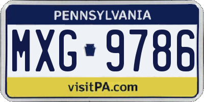 PA license plate MXG9786