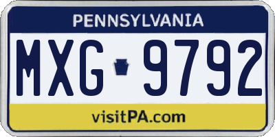 PA license plate MXG9792