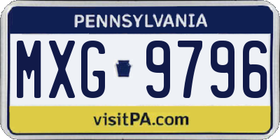 PA license plate MXG9796
