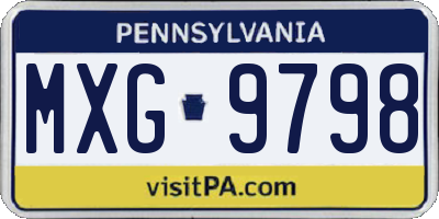 PA license plate MXG9798