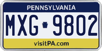 PA license plate MXG9802