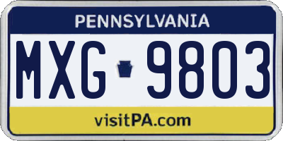 PA license plate MXG9803