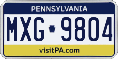 PA license plate MXG9804