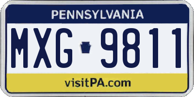 PA license plate MXG9811