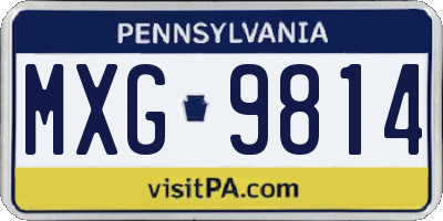 PA license plate MXG9814