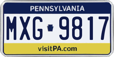 PA license plate MXG9817