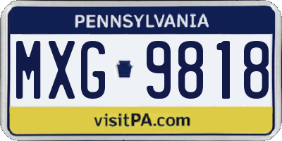 PA license plate MXG9818