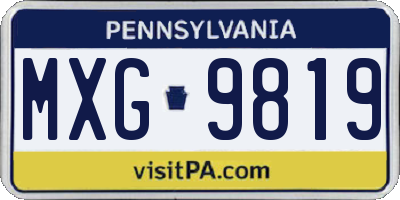 PA license plate MXG9819