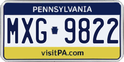 PA license plate MXG9822