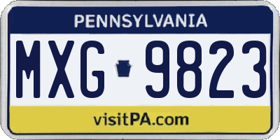PA license plate MXG9823