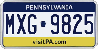 PA license plate MXG9825