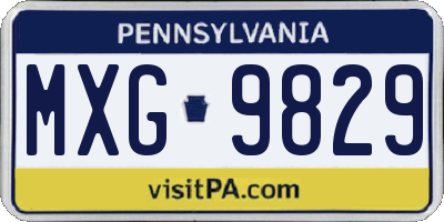 PA license plate MXG9829