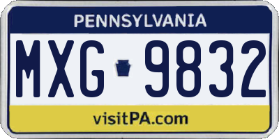 PA license plate MXG9832