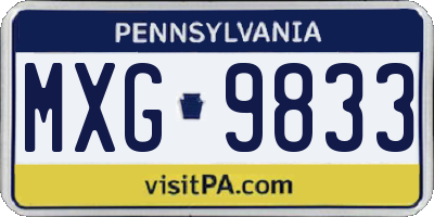 PA license plate MXG9833