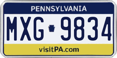 PA license plate MXG9834