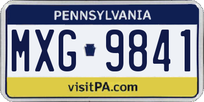PA license plate MXG9841