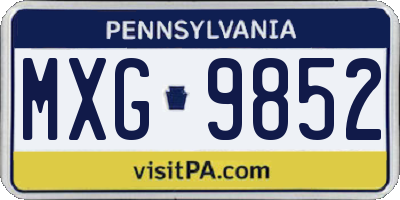 PA license plate MXG9852