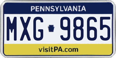 PA license plate MXG9865