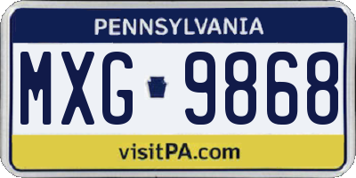 PA license plate MXG9868