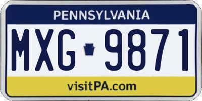 PA license plate MXG9871