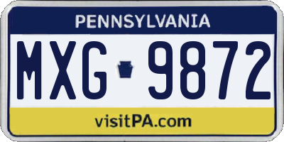 PA license plate MXG9872