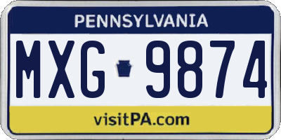 PA license plate MXG9874