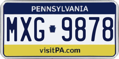 PA license plate MXG9878