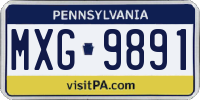 PA license plate MXG9891