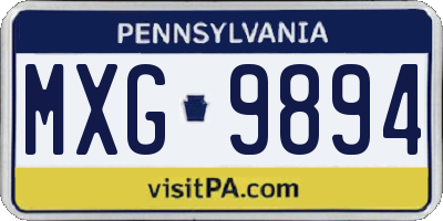 PA license plate MXG9894