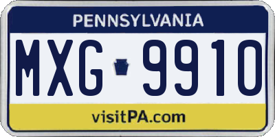 PA license plate MXG9910