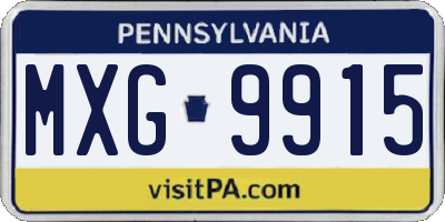 PA license plate MXG9915