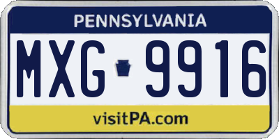 PA license plate MXG9916