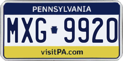 PA license plate MXG9920