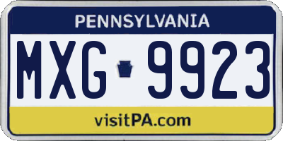 PA license plate MXG9923
