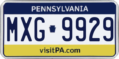 PA license plate MXG9929