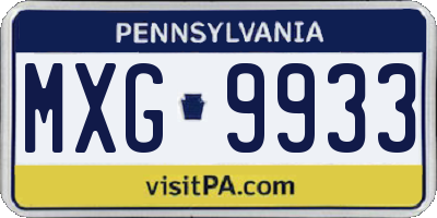 PA license plate MXG9933