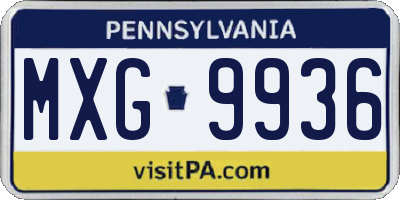 PA license plate MXG9936