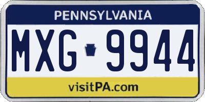 PA license plate MXG9944