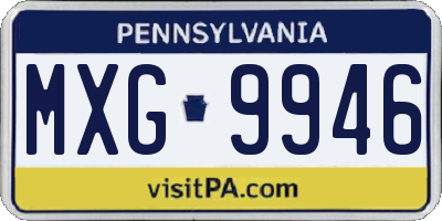 PA license plate MXG9946