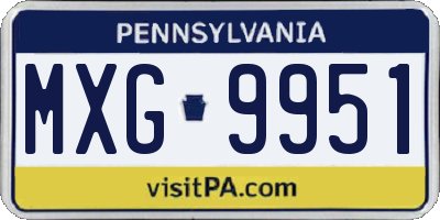 PA license plate MXG9951
