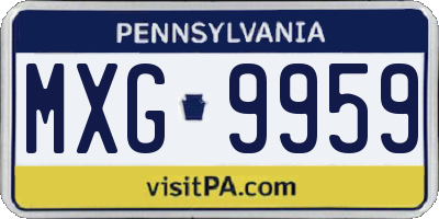 PA license plate MXG9959