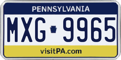 PA license plate MXG9965