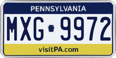 PA license plate MXG9972